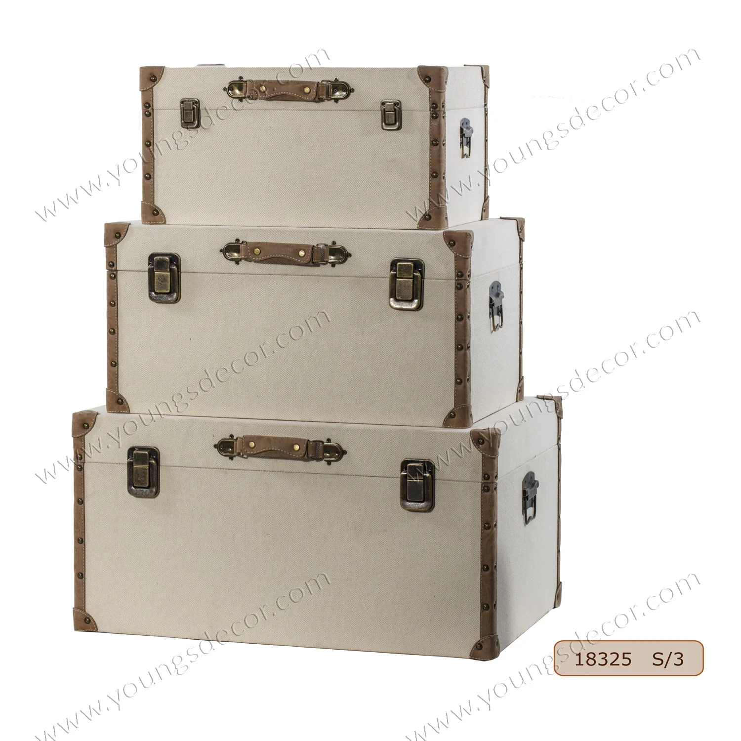 decorative wooden canvas storage trunk box