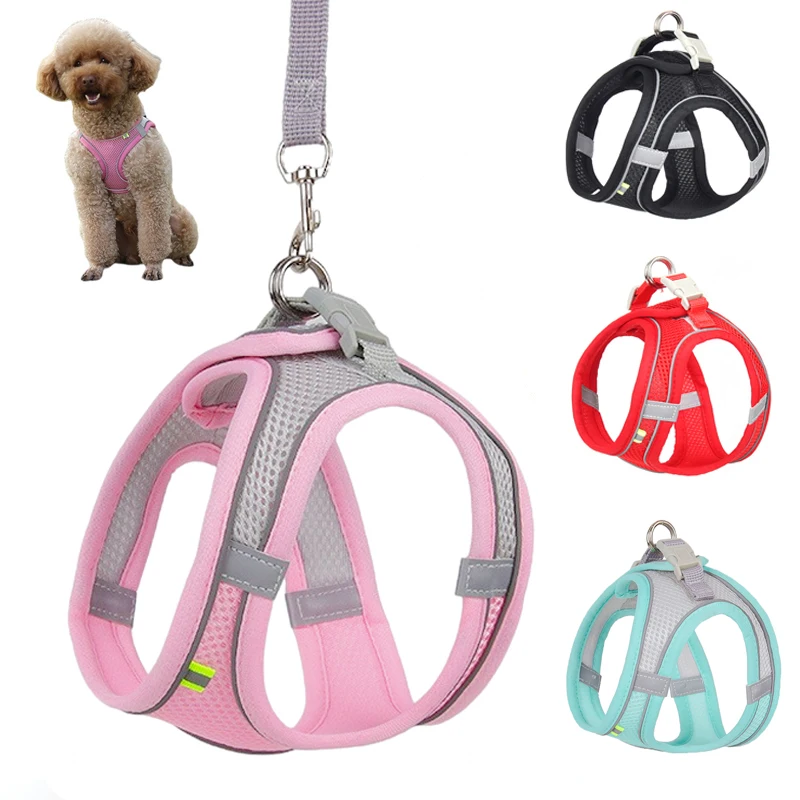 Adjustable Puppy Cat Harness Vest French Bulldog Chihuahua Pug Outdoor Walking Lead Pet Dog Leash and Harness Set for Small Dogs