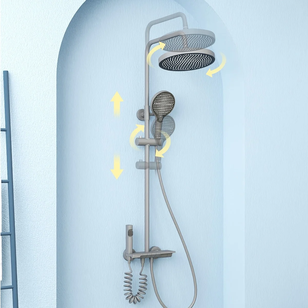 Y12507YQ 59 Single-Current Limit 10-Stage Electroplated H20+AIR Shower Head with Integrated 59 Refined Copper Body Bathroom Use