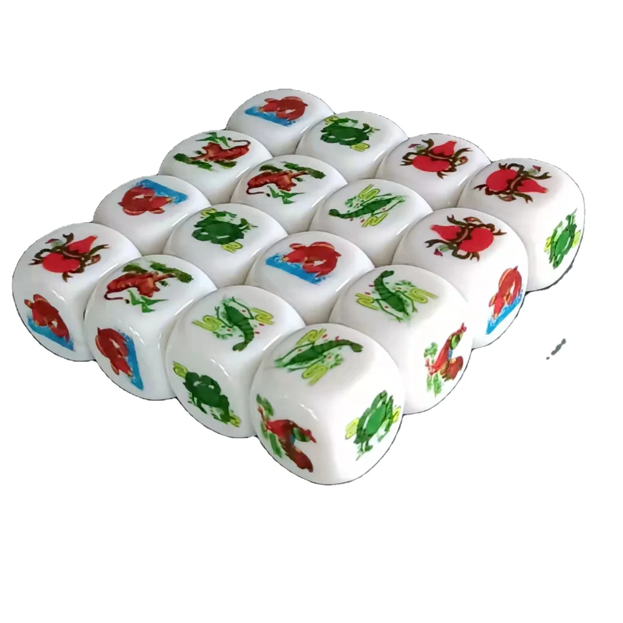 Most Popular D6 Custom Logo Game Personalized Printed Dice 16mm-24mm Multicolor Printing 16mm Casino Dice Set For Games