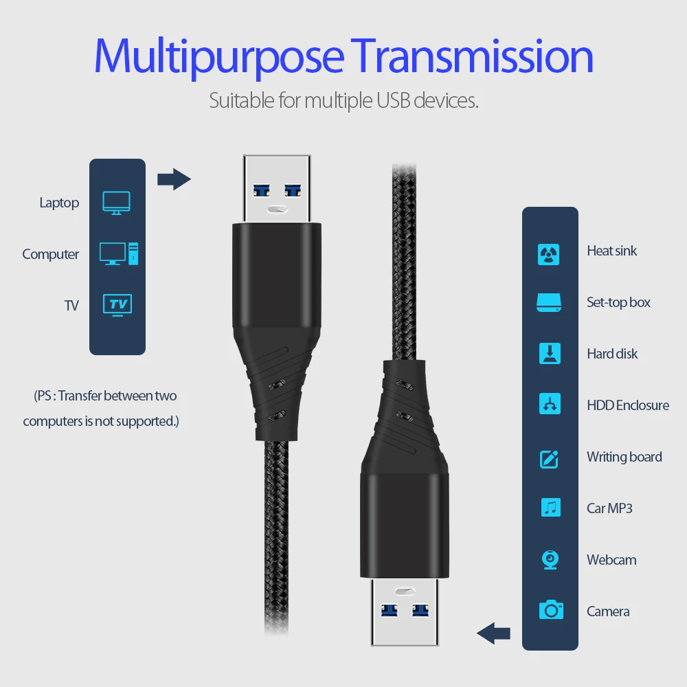 high quality USB to USB Cable 3.0 extension cord with 5Gbps data speed