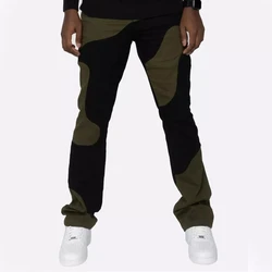 Label Custom Denim Cotton pants Wholesale Patchwork Men Stacked Slim Jeans