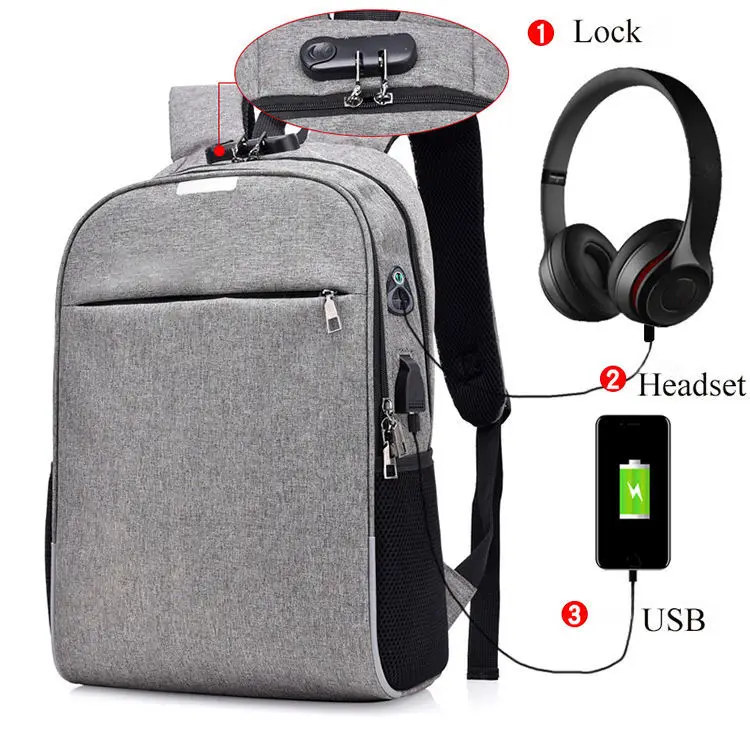 Wholesale Business Waterproof Laptop Bags Supplier School Travel Women Men Smart Backpack With USB Charging Port