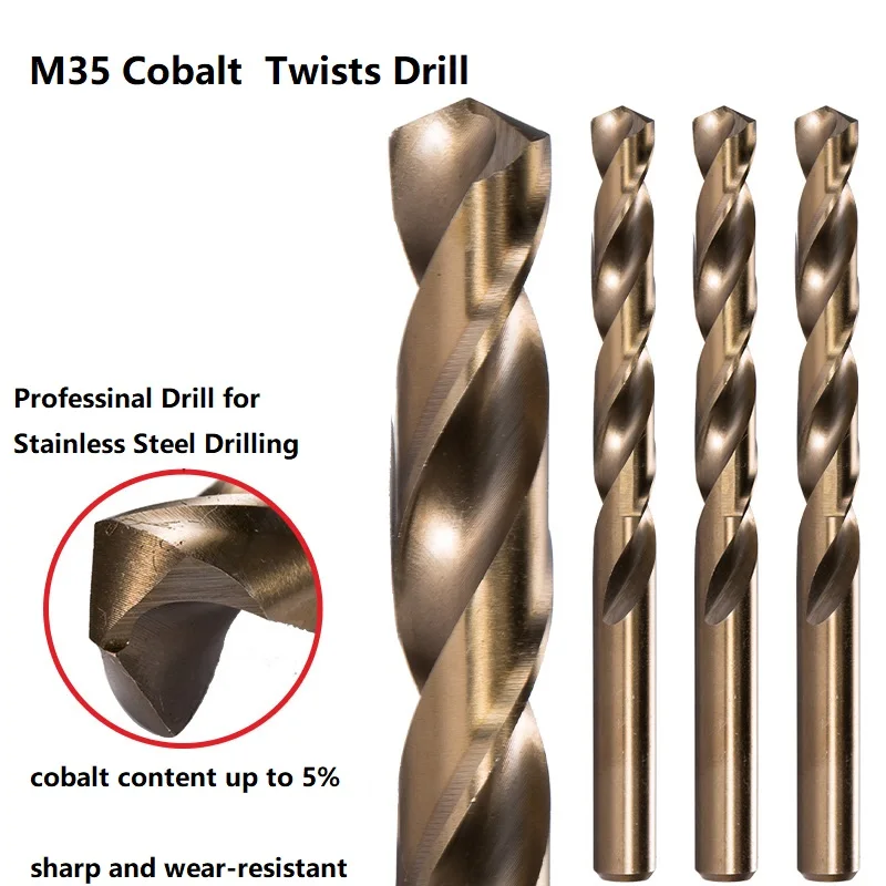 Straight Shank HSS M35 Cobalt Drill Bits Twist Drill Bit for Hard Metal Stainless Steel Cast Iron