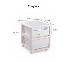 Home Simple White Plastic Drawer Storage Cabinet with Wheels for Bathroom Bedroom Office Living Room