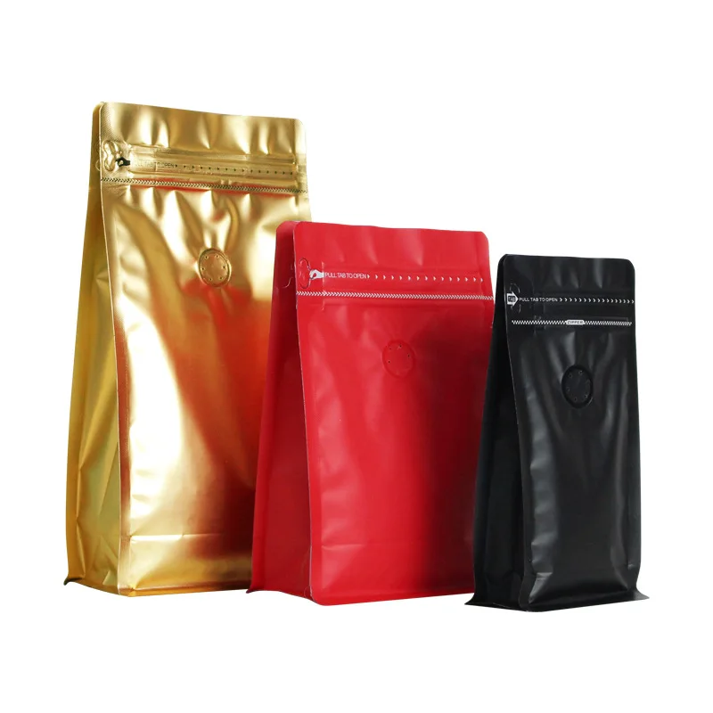 custom Coffee Packaging Bag Bolsa De Cafe 250g 1kg Flat Bottom biodegradable Coffee Bags With Valve Zipper Coffee Bean Packaging