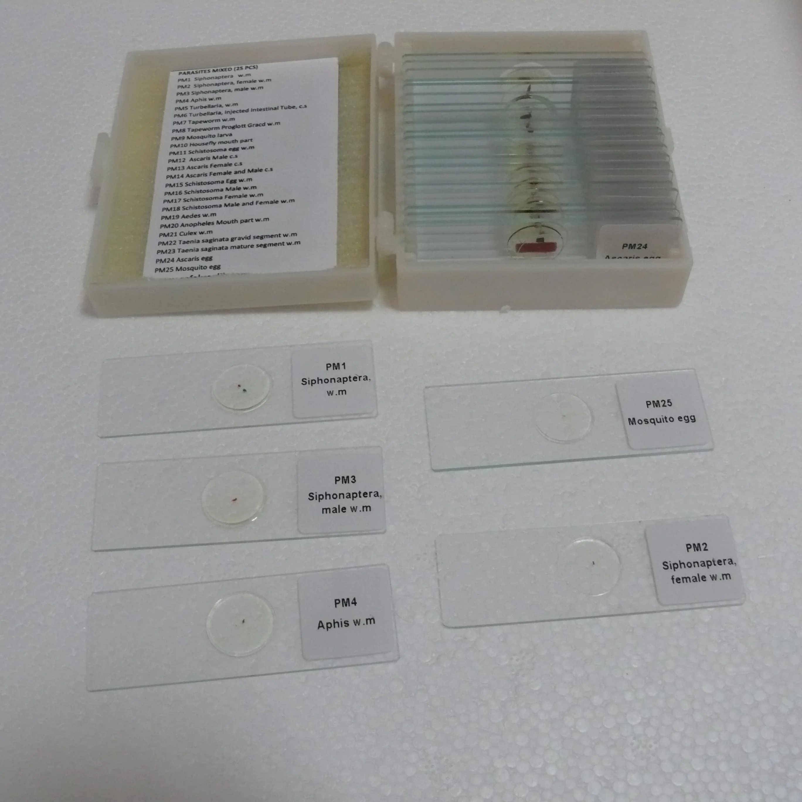 Медицинские паразитологические предметы для микроскопа