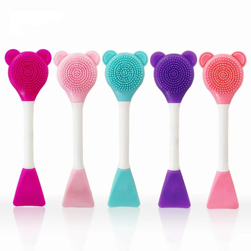15cm silicone bear skin care beauty makeup brush DIY facial mask stick double head silicone nose brush