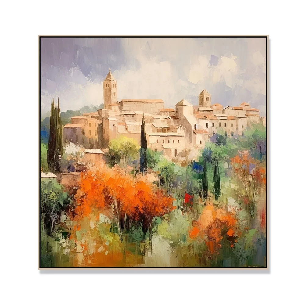 Wholesale Framed Impressionist Handmade Mediterranean Landscape Picture Wall Art Oil Painting