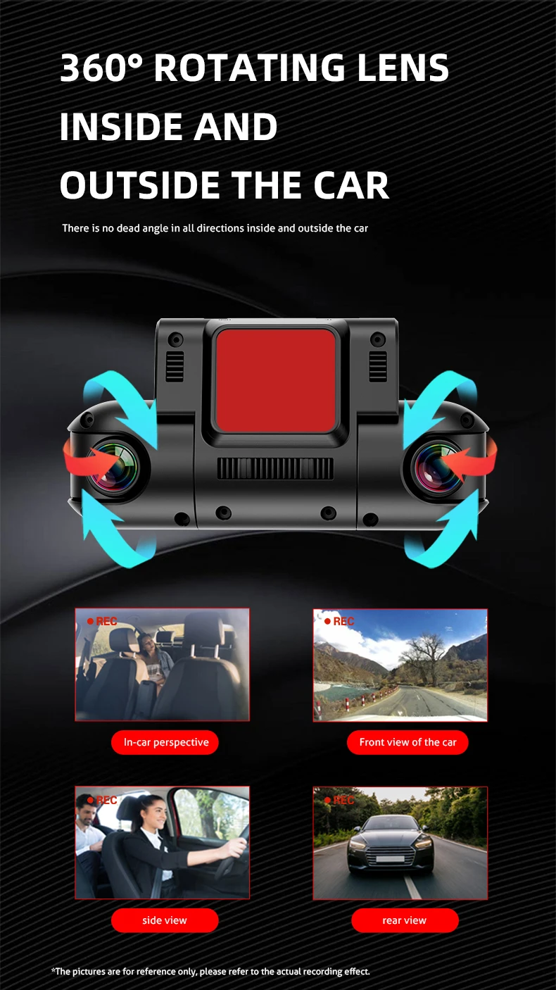 2 lens Front and Rear Dashcam Dual 1080p Car Black  Box