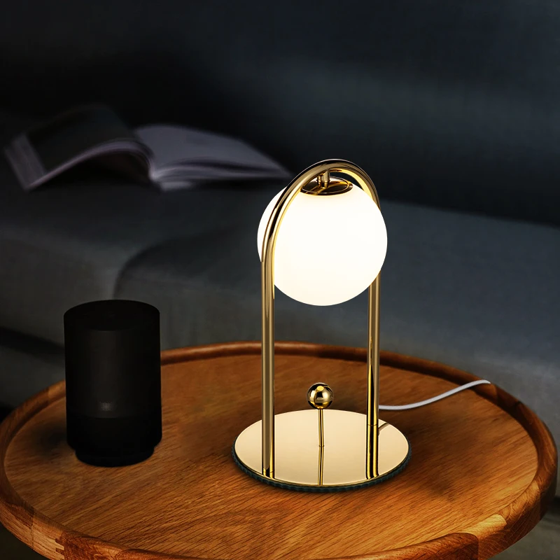 Elegant Glass Shade Globe Table Light Ambient Accent Moon Lamp Dimmable Bedside Night Light Small Lamp Modern LED Table Lamp