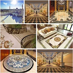 Apulostone natural stone Customize Square Villa Waterjet Marble Floor Stone Tiles Marble Water Jet Medallion