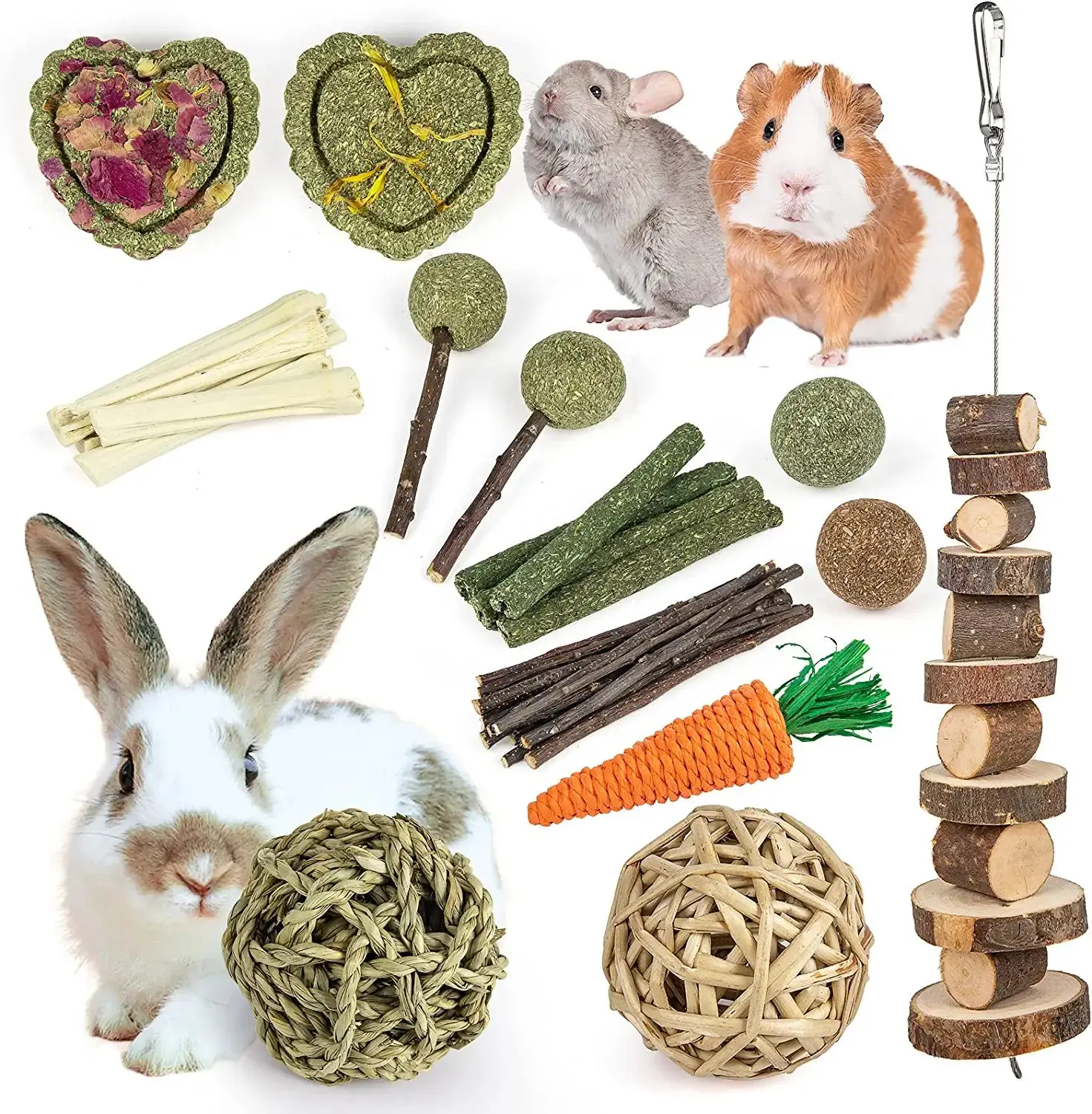 Rabbit Toys Guinea Pig Toys Natural Timothy Hay Sticks Hamster Toys for Rabbit