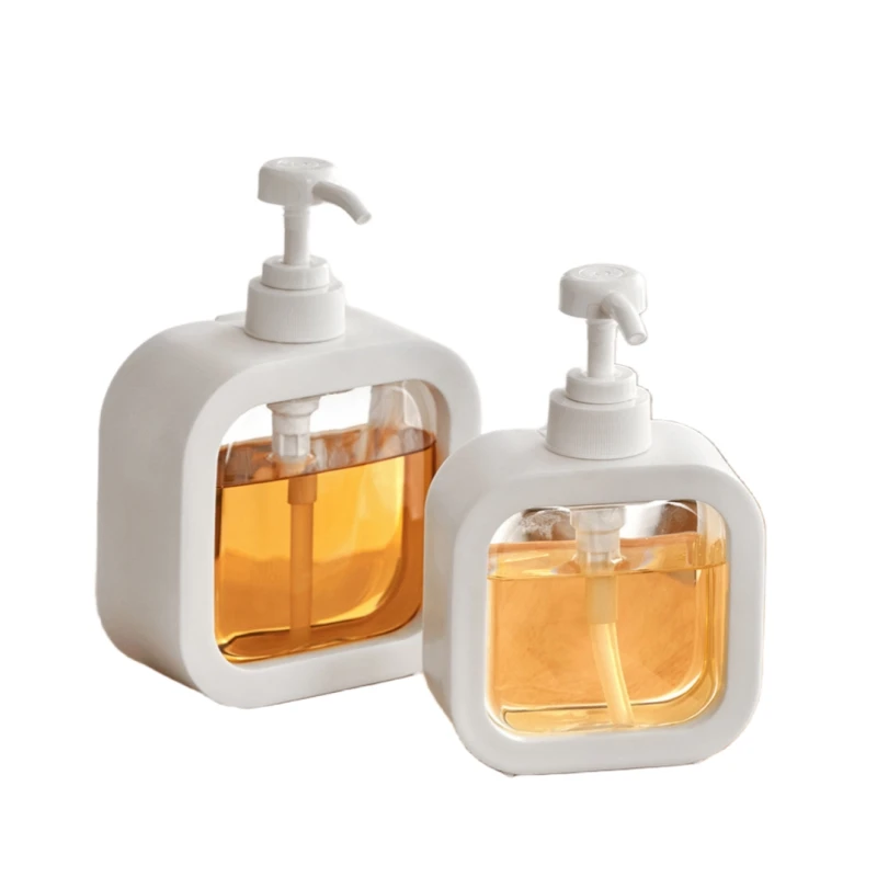 Square Clear 300ml 500ml Press Cosmetic Containers Dish Soap Dispenser PET Plastic Shampoo Lotion Hand Sanitizer Pump Bottle