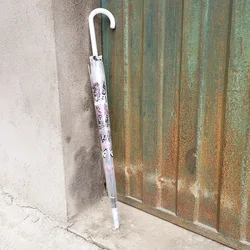 Black Rabbit Fully Automatic Transparent Umbrella Long Handle Princess Umbrella Cartoon Thickened Folding Portable Umbrella