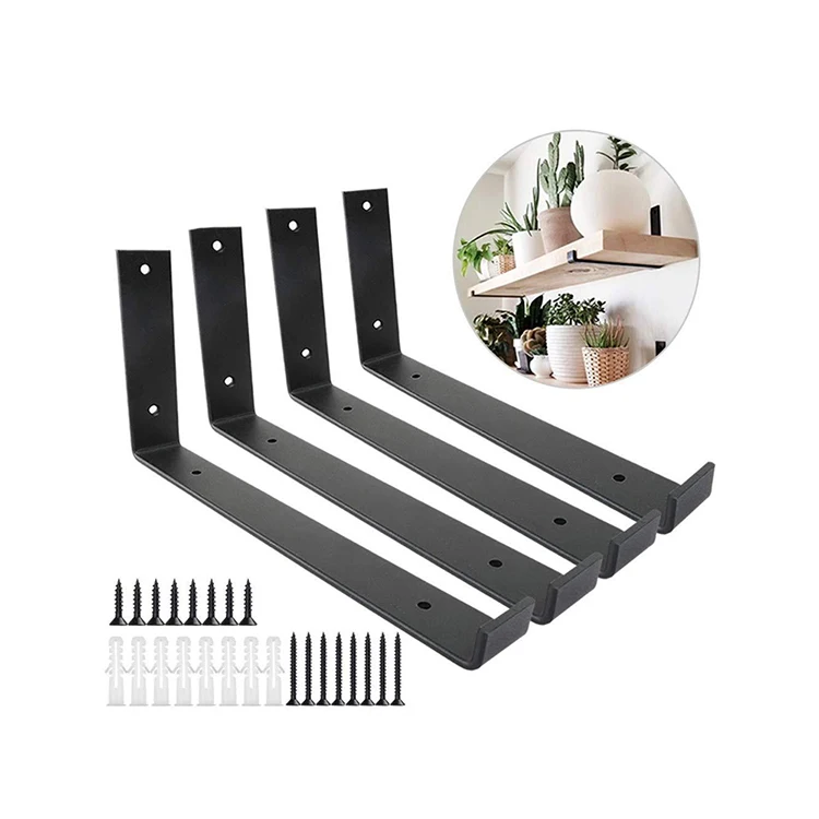 U Shelf Black Bracket Heavy Duty DIY Shelving Hardware Included Rustic Iron Metal Scaffold Black Wall Floating Shelf Brackets
