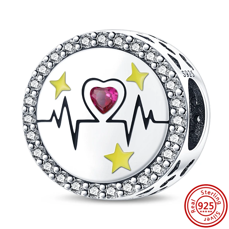 Customized 925 Sterling Silver Charms DIY bracelet for women gifts new Pink Heart bead Original charm pendant jewelry wholesale