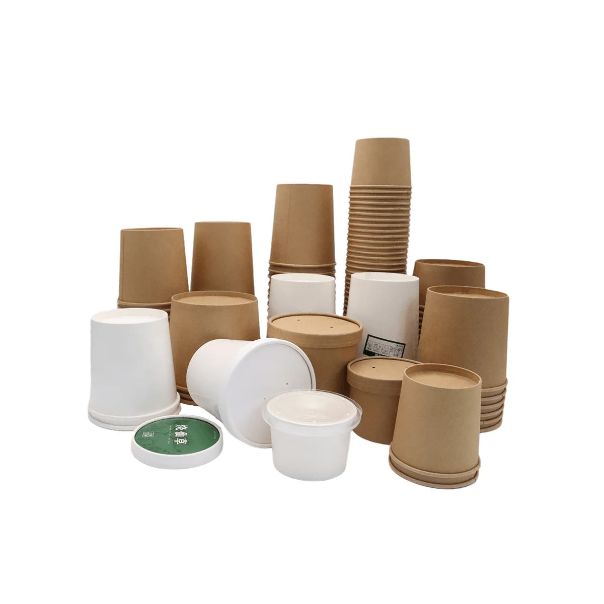 Eco waterproof and grease proof brown kraft paper bowl container soup cup