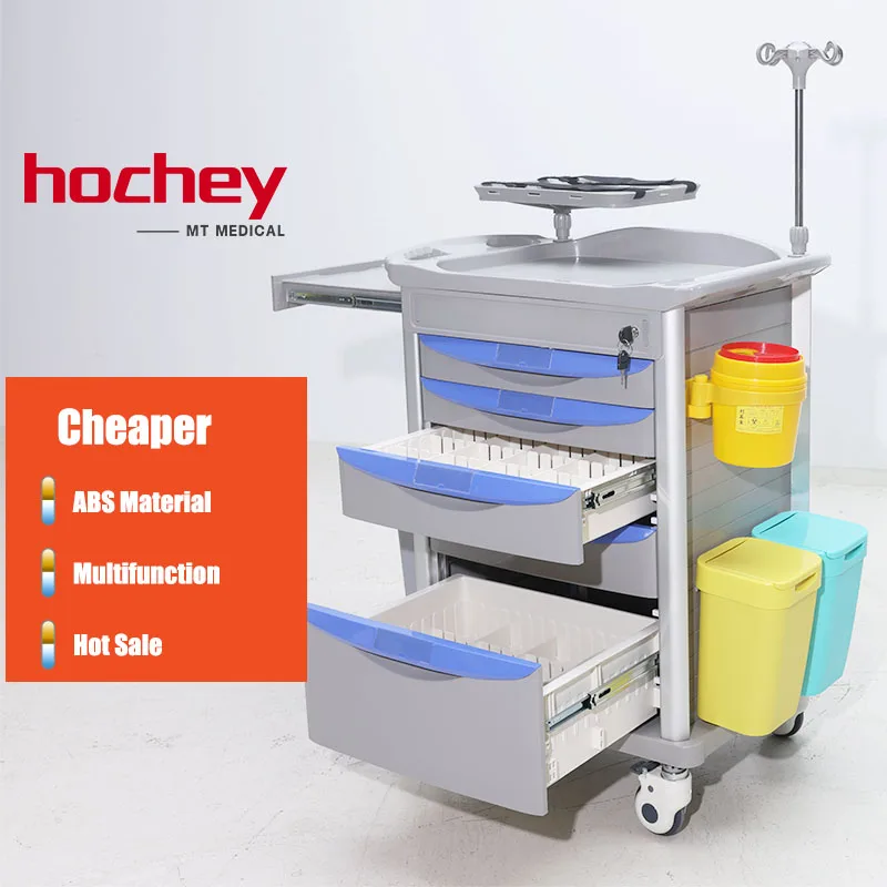 Multifunction Hospital Furniture Medical Drug Delivery Emergency Trolley Plastic Steel Rescue Vehicle Medical Trolley