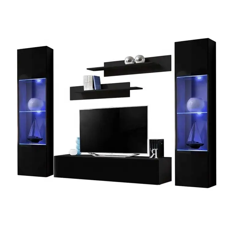 Простая Современная горячая Распродажа стеклянная витрина мебель для гостиной ТВ шкаф деревянная тв стойка со светодиодной