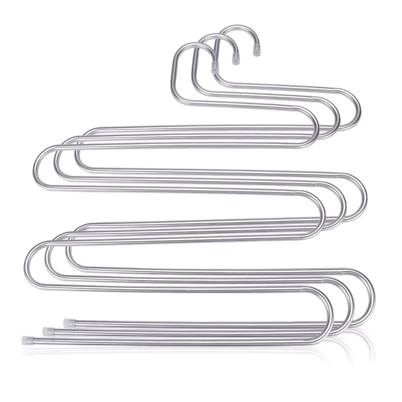 S-Type Stainless Steel Clothes Pants Hangers Closet Storage Organizer for Pants Jeans Scarf Hanging Metal Pants Hanger DH6541