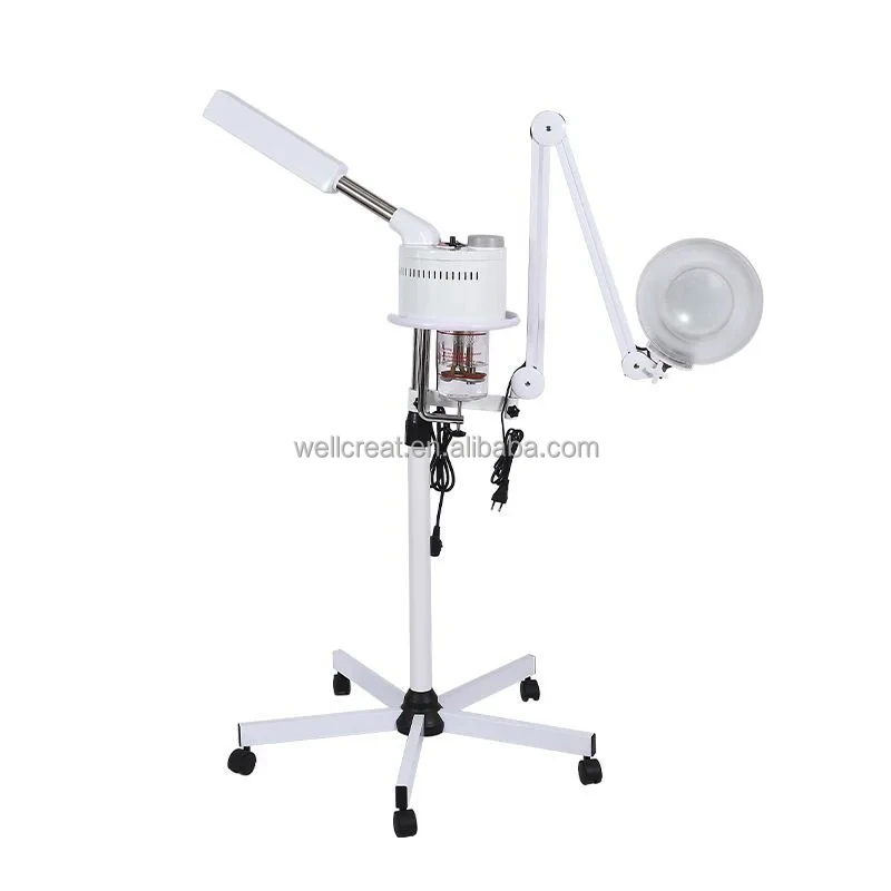 2 in 1 Facial Steamer with 5X Magnifying Lamp Face Hair Steamer Humidifier Vaporizer Mist Inhaler Facial Pedestal Vaporizer