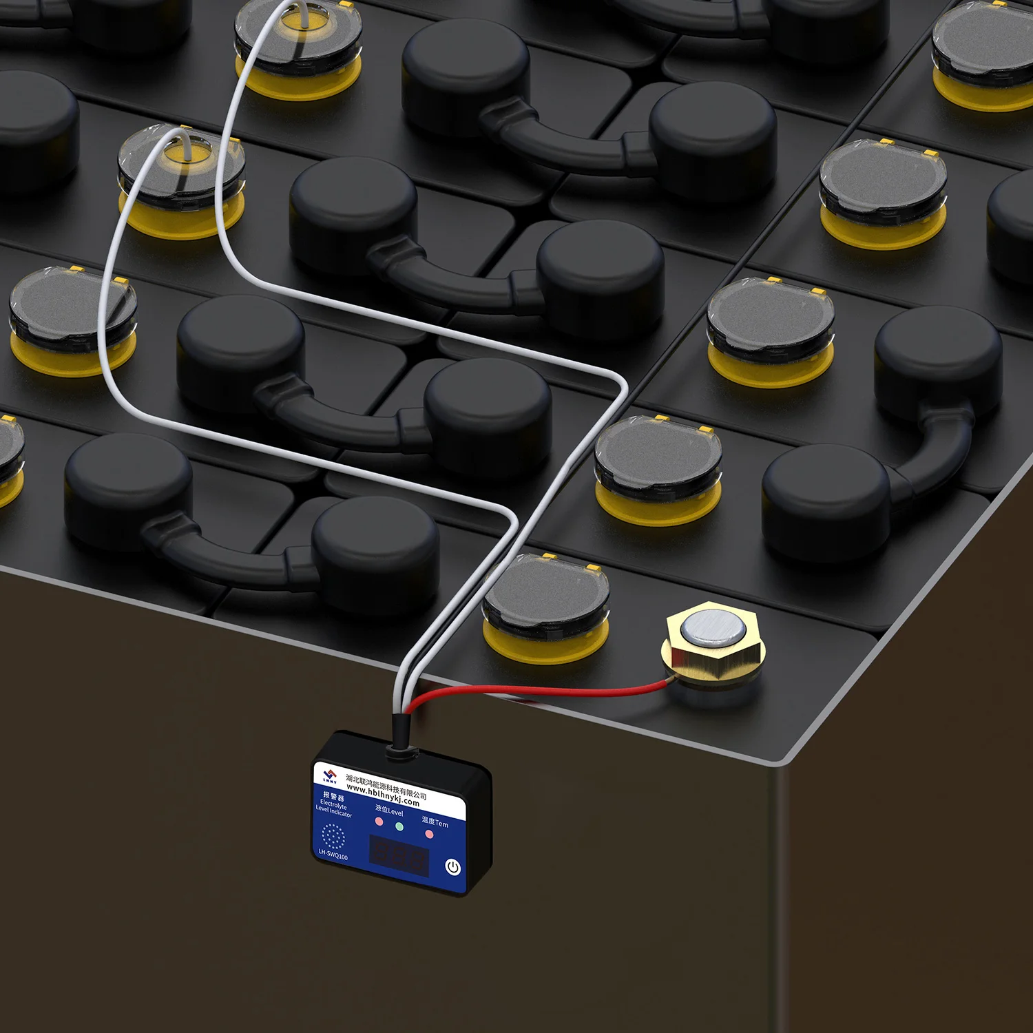 LHNY Battery Electrolyte Level Indicator, Battery Fluid and Temperature Sensor Alarm with LED Indicator