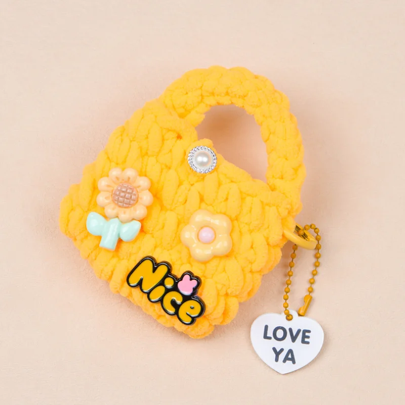 Crochet Case Knitted Coin Pouch Handmade Plush Cover Earbuds Case Crochet Drawstring Bags, Mini Coin Purse Pouch, Handmade Gift