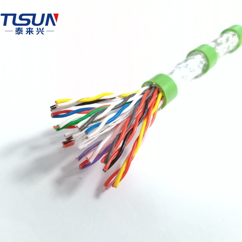 PUR гибкий 32 сердцевины 16 пара 0.25mm2 витая пара экранированный кабель