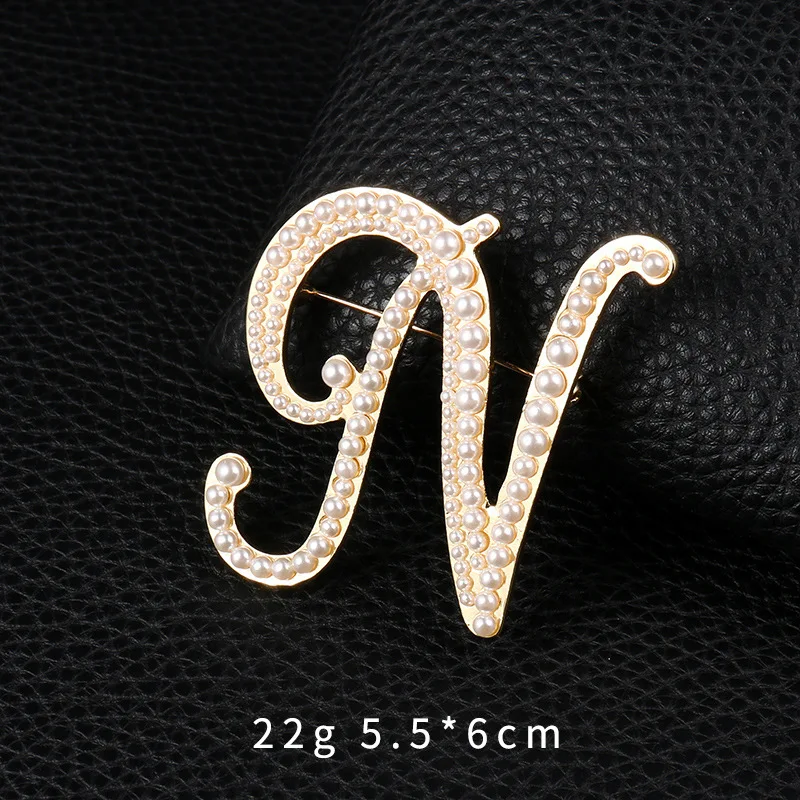 Pearl Letter Brooch Letter A/B/C/D/E/F/G/H/I/J/K/L/M/N/P/R/S/V/W/Y/Z Brooch Pins Alphabet Costume Corsage Channel Brooch Pins