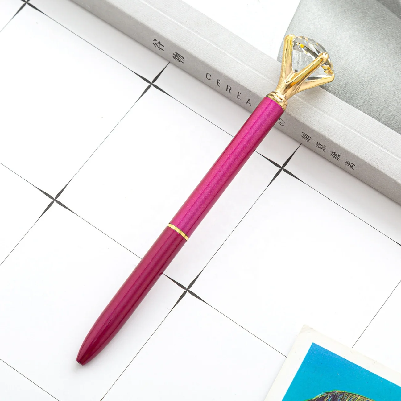 Personality Crystal Diamond Pen Bling Metal Ballpoint Pen Office And School Custom Logo Promotional Stationery Gift