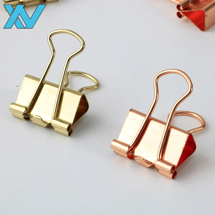 New high quality rose golden metal binding binder paper clip 19mm,25mm,32mm