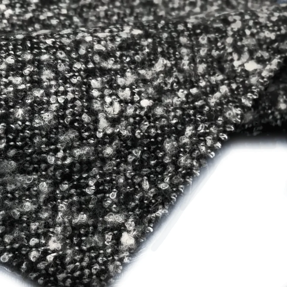 Wholesale Customize Heavyweight Fancy Yarn Grace 30% Wool 35% Viscose 35% Polyester Tweed Fabric For Suits Skirts