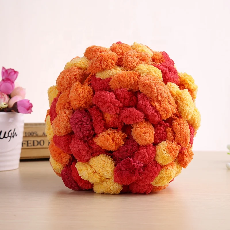 Fancy Pom Ball Yarn 2017 Factory 100 Polyester for Hot