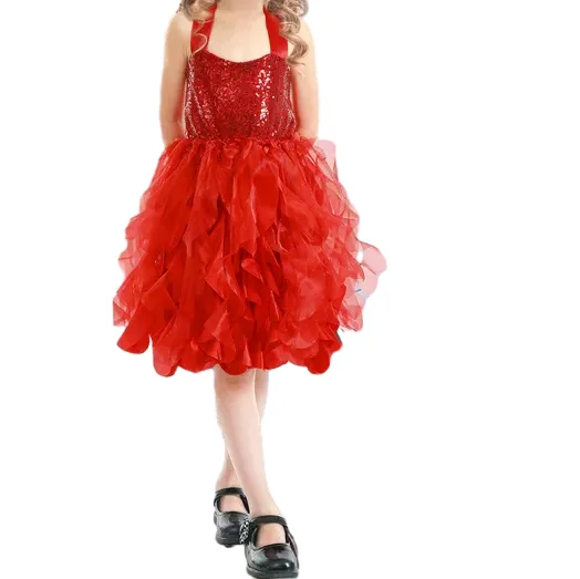 New Style Sequin Tulle Princess Prom Dresses Little Girl Fancy Sparkly Party Dress For 3-8 years