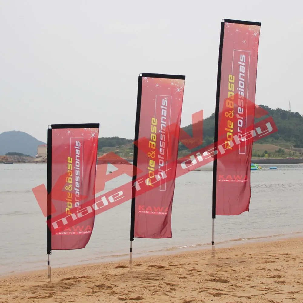 13ft teardrop feather polyester knitted with fabric flag with water base for exhibition