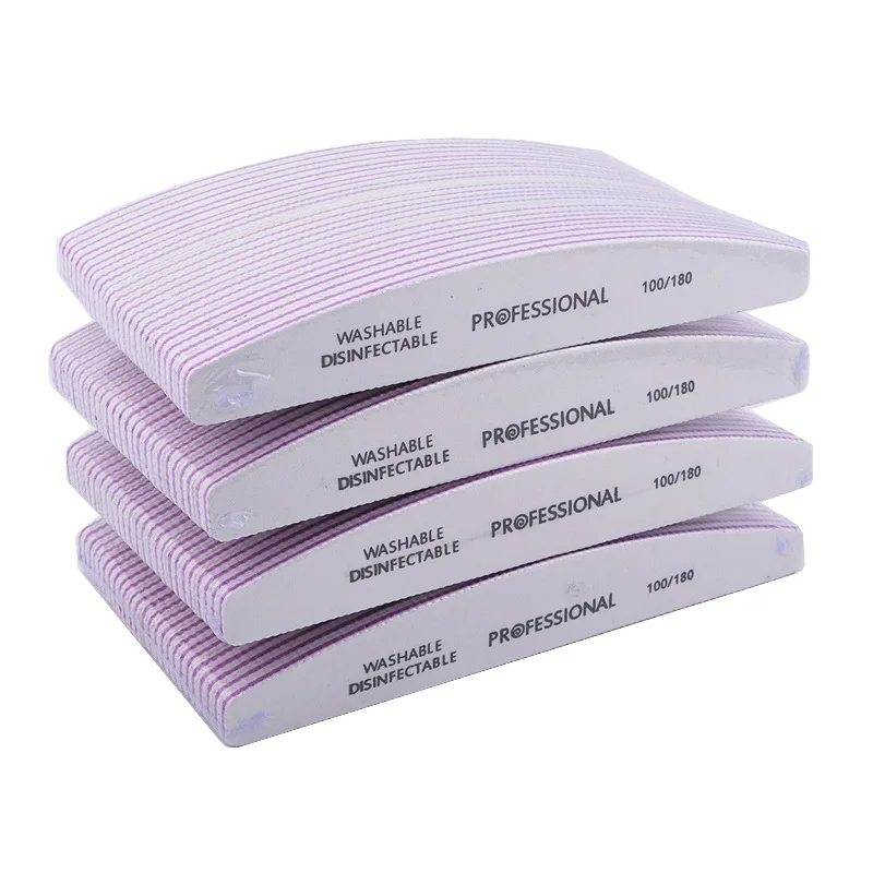 Eco Friendly Half Moon Shapes Mini Finger File Nail Disposable Customized Printed Logo Manicure Nail File 100/180