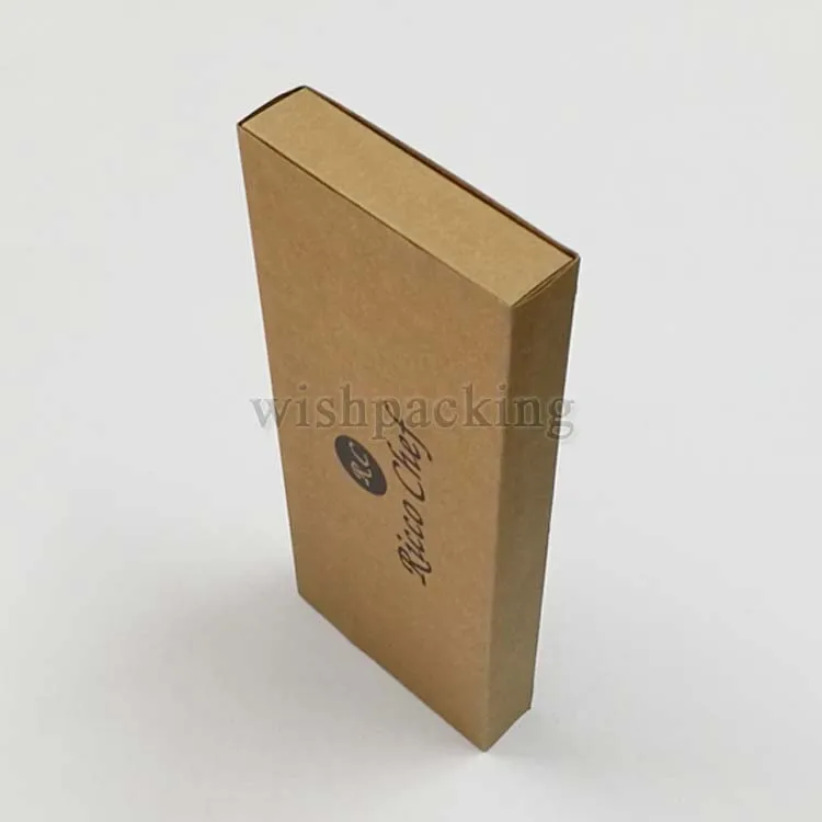 Emballage Eco Friendly Recyclable Material Box Black  Hot Stamping Logo Natural Brown Kraft Paper Box