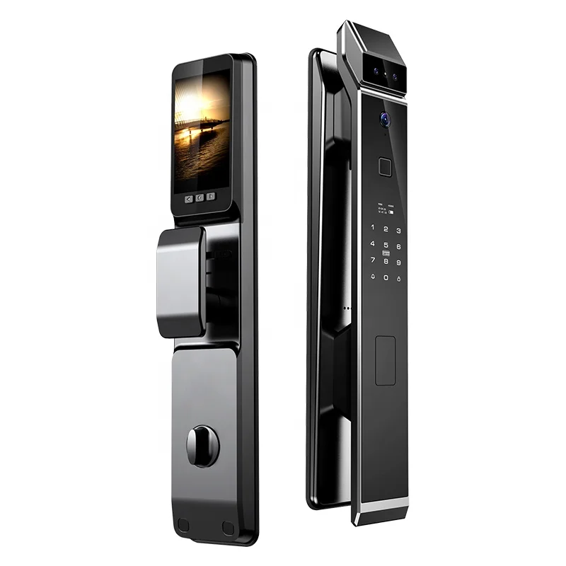 Newest Mobile  App Peephole Door Lock Home Digital Fingerprint Cats Eye Smart Camera Door Lock with Doorbell