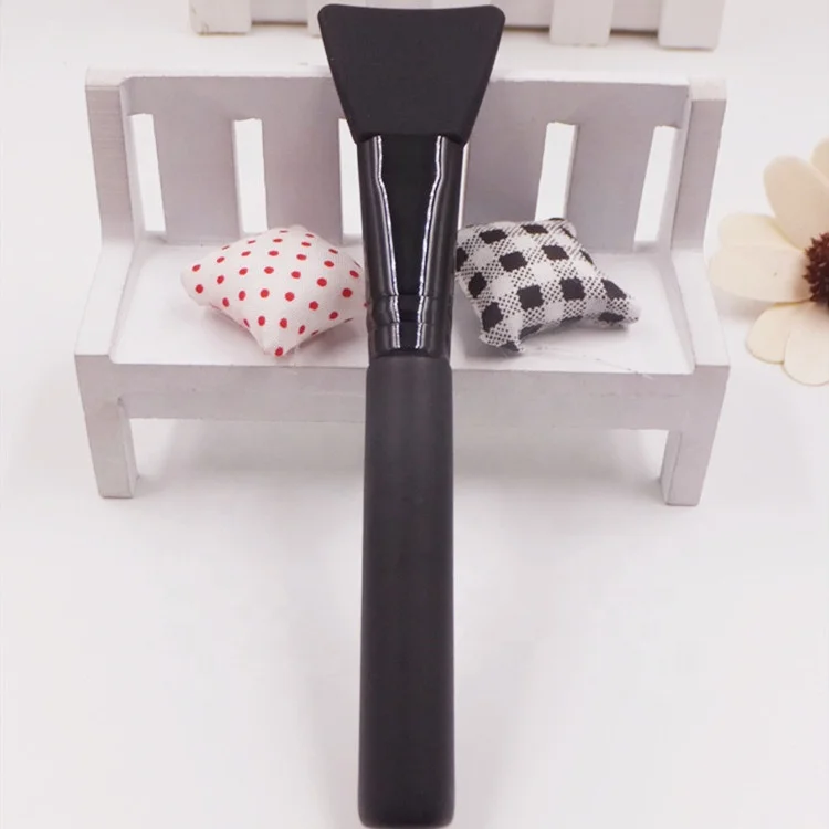 Soft Black Silicone Facial Mask Brush Flat Style Lotion and Mud Mask Mixing Applicator Tools for Makeup and Beauty Care