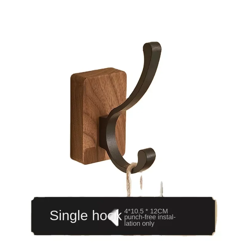 Wholesale solid wood clothes hook bathroom hook  Wall door after porch paste Black walnut hook