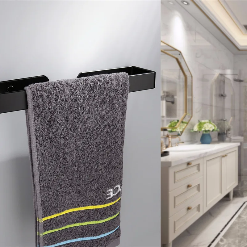 
Wall Mounted Towel Bar Rack Hanging Holder for Bathroom Kitchen Aluminum 