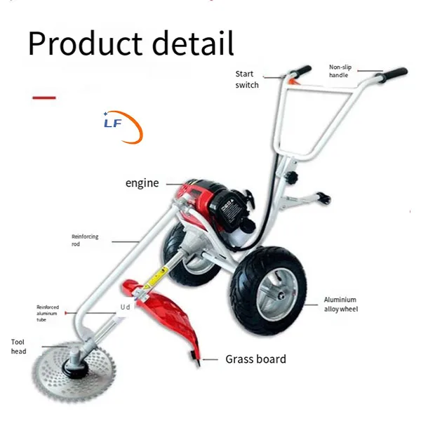 Trolley Gasoline 4 Stroke Hand Push Grass Cutter Machine Brush Cutter With Wheels Lawn Mower