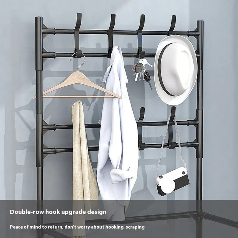 Metal Frame Entryway Stand Organizer 5 Tier Shoe Storage Shelves Coat Hat Rack Entryway Coat & Shoe Rack with Living Room Use