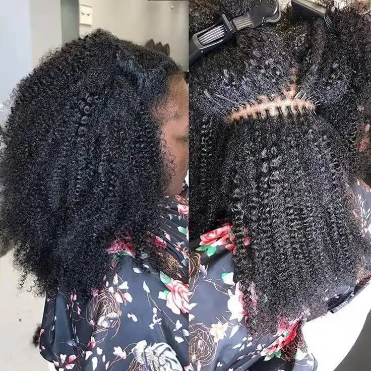 100% remy brazilian indian virgin 12a raw natural black itip human crochet tips 4B 4C 3B 3C kinky curly i tip hair extensions