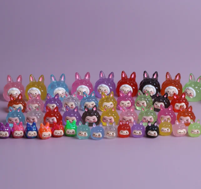 wholesale miniature cute animal luminous mini toys glowing in the dark rabbit bunny fluorescent figure chinese toy manufacturers