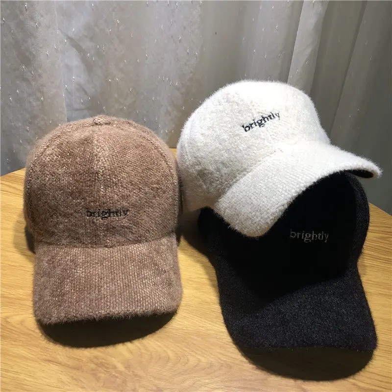Korean Ins Wholesale Women Custom Fall And Winter New Design High Quality 6 Panel Thickening Warm Baseball Caps