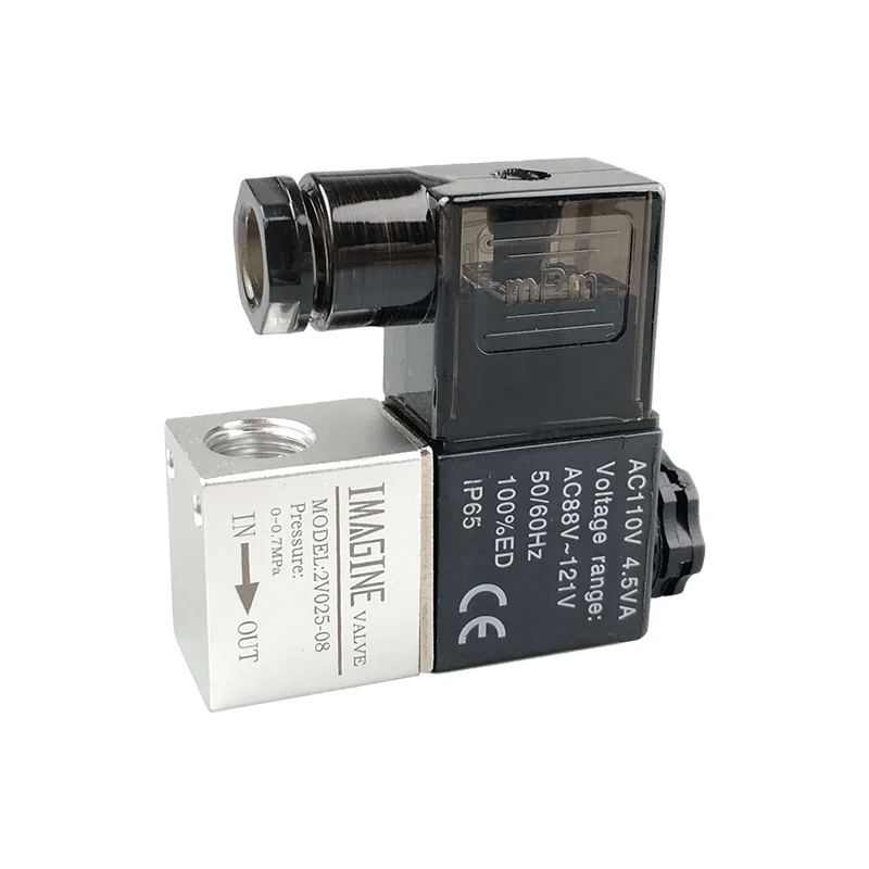 110V 2-Way Air Control Valve 2v025-08 Air Compressor Pneumatic Direct Acting Electric Solenoid
