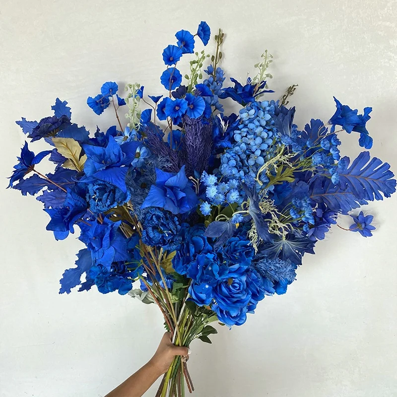 A-823 Artificial Royal Blue Rose Flowers Silk Flower Roses Navy Blue Centerpieces Royal Blue Flower