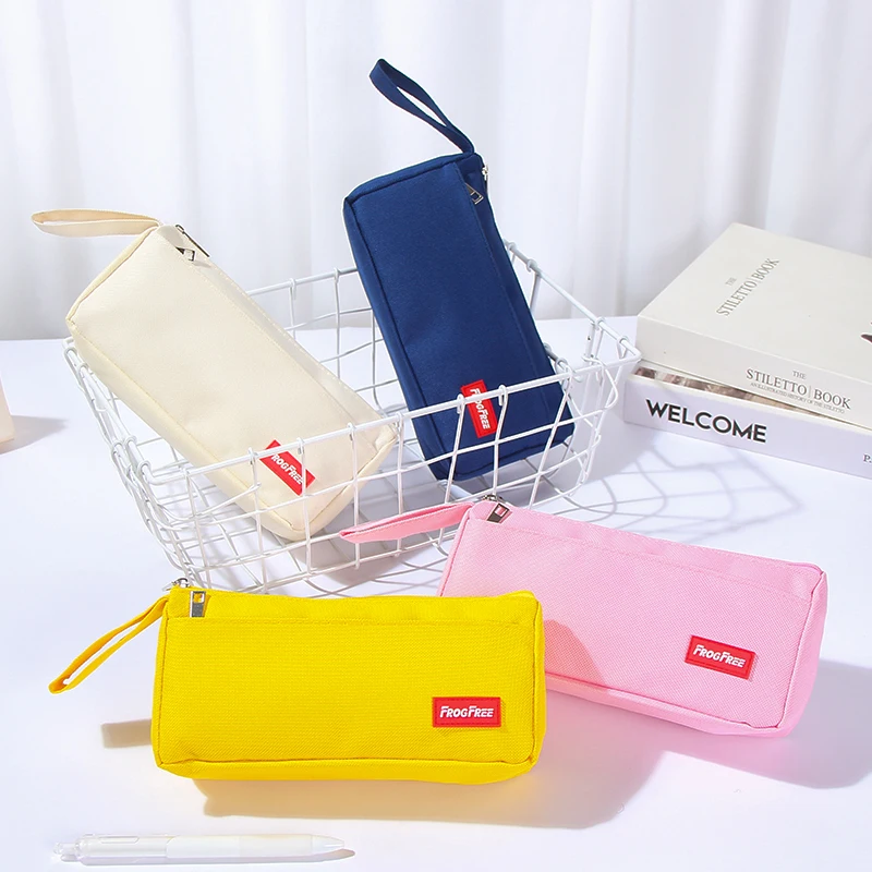 Large capacity Creative Solid color school pencil pouch bags Custom logo Factory wholesale creative pen pencil pouch bag case